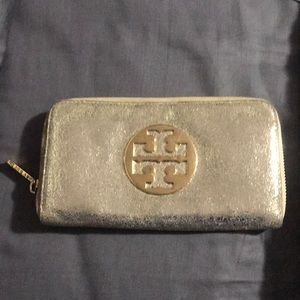 Gold shimmer Tory Burch wallet